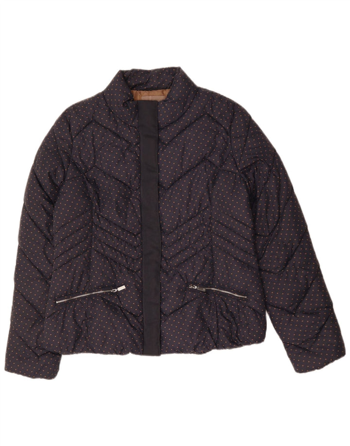 Diana Gallesi Womens Padded Jacket UK 16 Large Navy Blue Spotted Polyamide