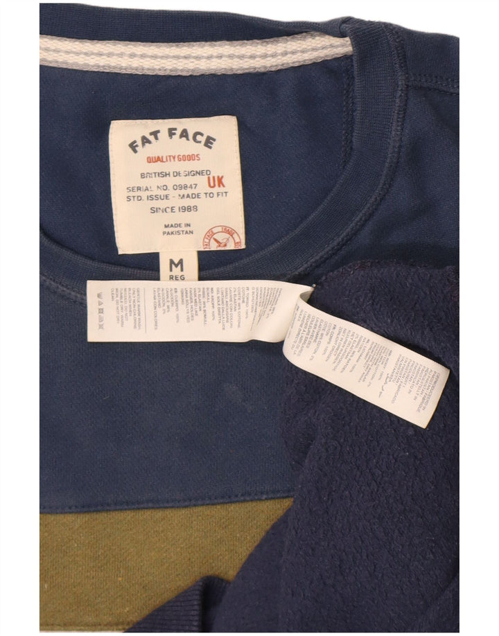 Fat Face Mens Sweatshirt Jumper Medium Navy Blue Colourblock Cotton