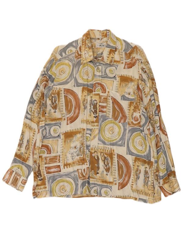 John F Gee Mens Abstract Pattern Shirt Size 43/44 Large Beige Viscose