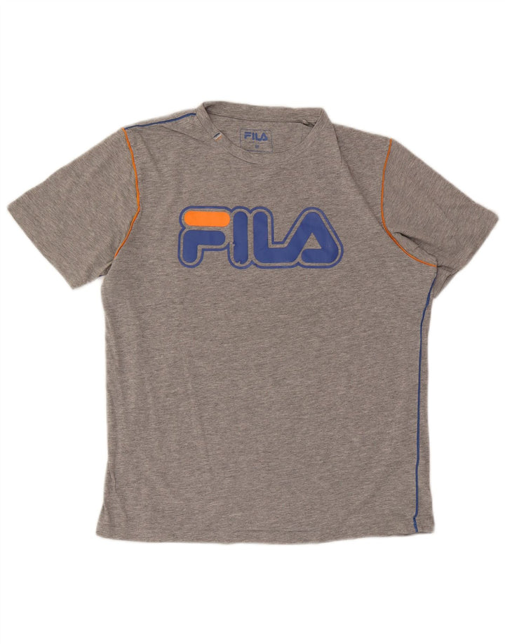 Fila Mens Graphic T-Shirt Top Medium Grey Flecked Cotton
