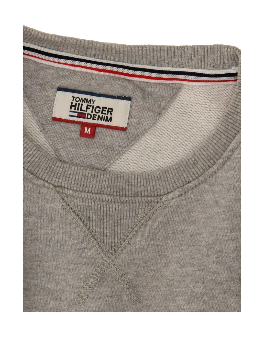 TOMMY HILFIGER Mens Graphic Sweatshirt Jumper Medium Grey Cotton Vintage Tommy Hilfiger and Second-Hand Tommy Hilfiger from Messina Hembry 