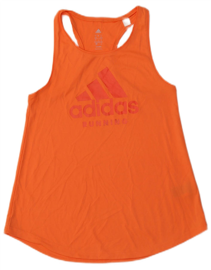 ADIDAS Womens Climalite Graphic Vest Top UK 8/10 Small Orange Polyester