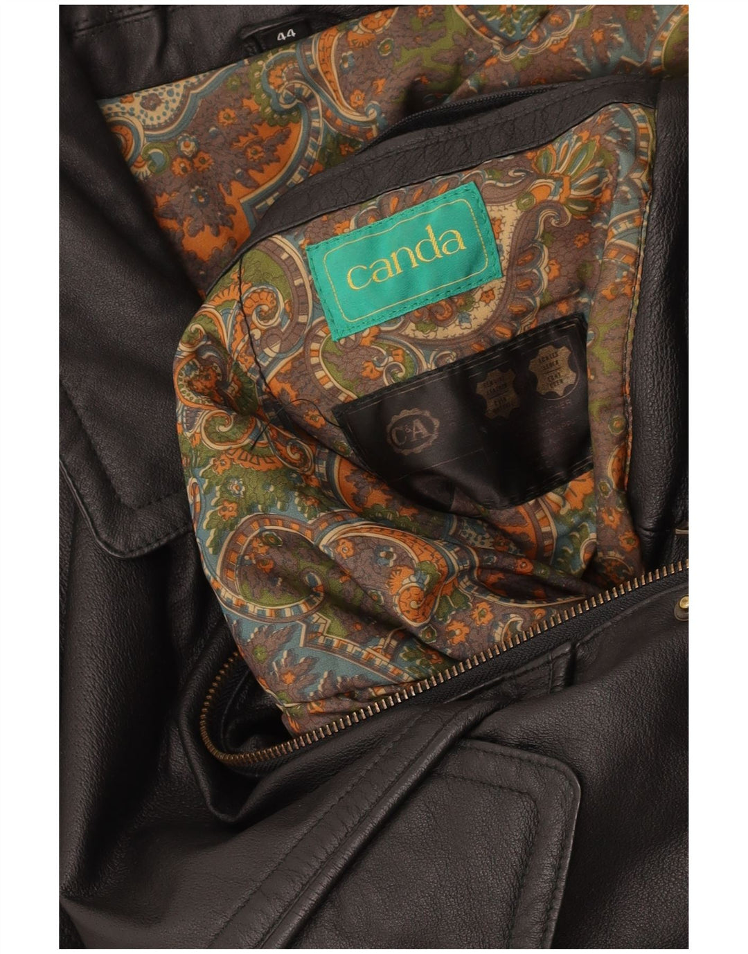 CANDA Mens Leather Jacket UK 44 2XL Black Leather