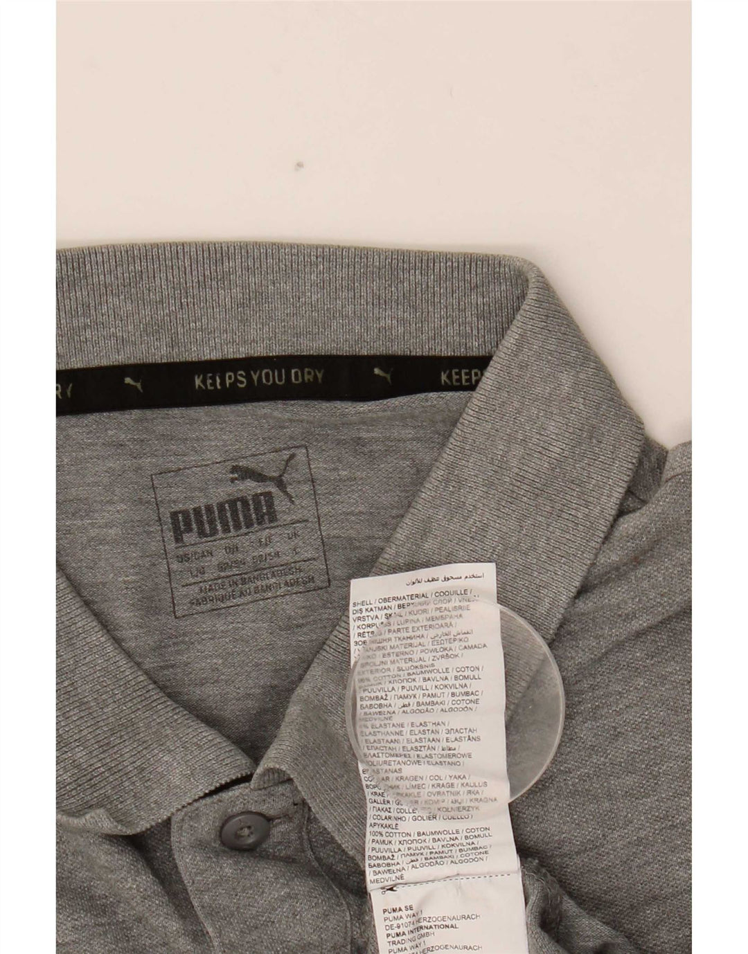 Puma Mens Polo Shirt Large Grey Cotton