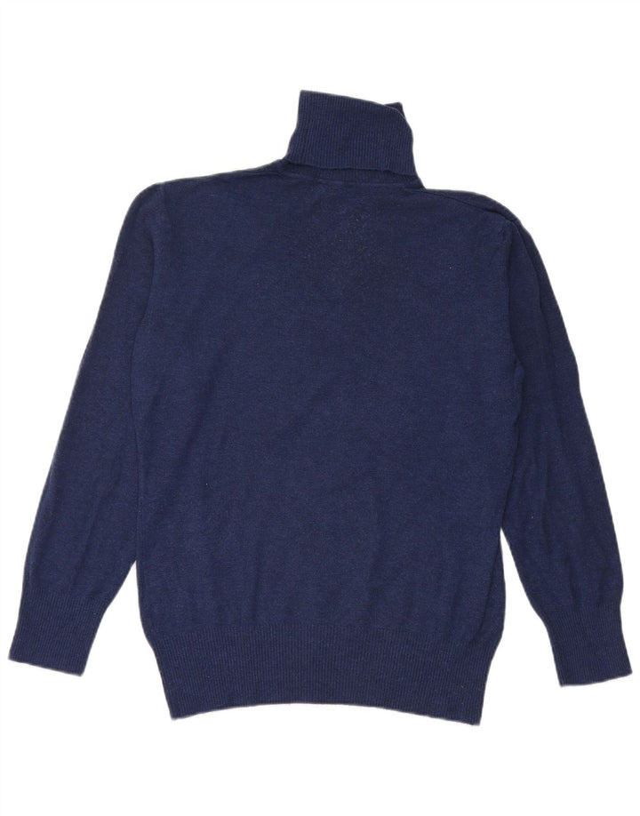 BYBLOS Womens Roll Neck Jumper Sweater UK 14 Large Navy Blue Acrylic