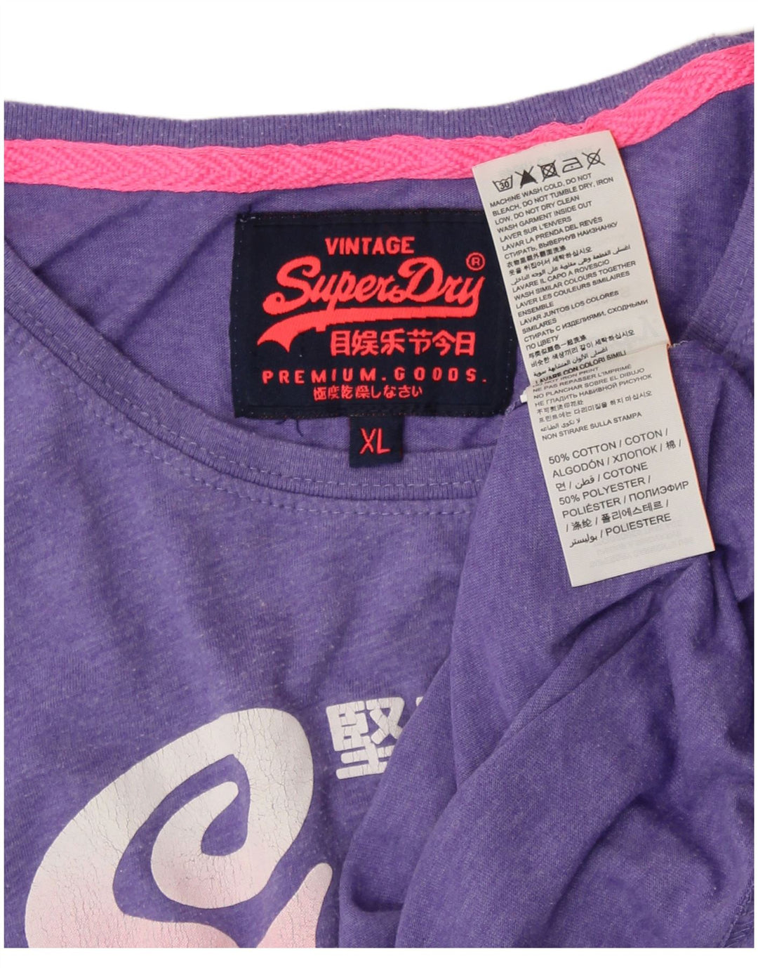 SUPERDRY Womens Graphic T-Shirt Top UK 18 XL Purple Cotton