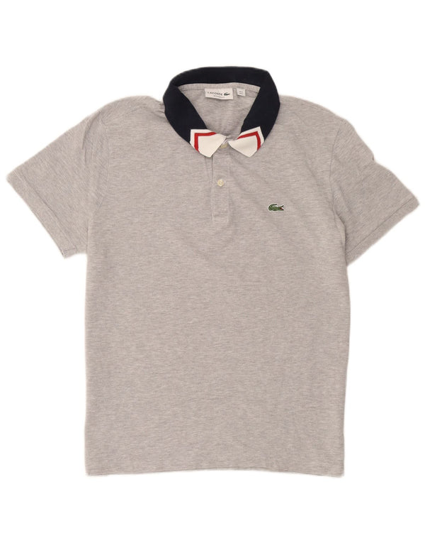 Lacoste Mens Regular Fit Rugby Polo Shirt Size 5 Large Grey Colourblock
