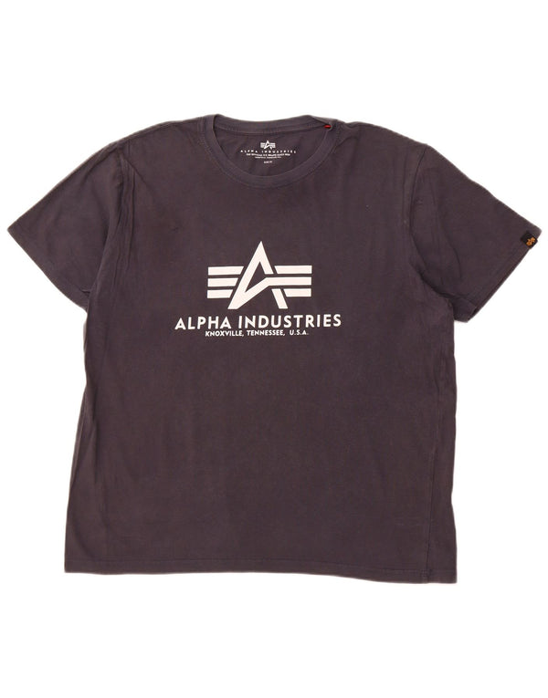 ALPHA INDUSTRIES Mens Graphic T-Shirt Top XL Navy Blue