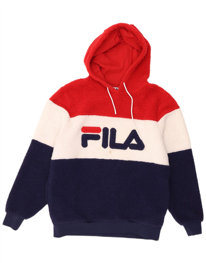 Fila Mens Fleece Hoodie Jumper Medium Multicoloured Colourblock Polyester