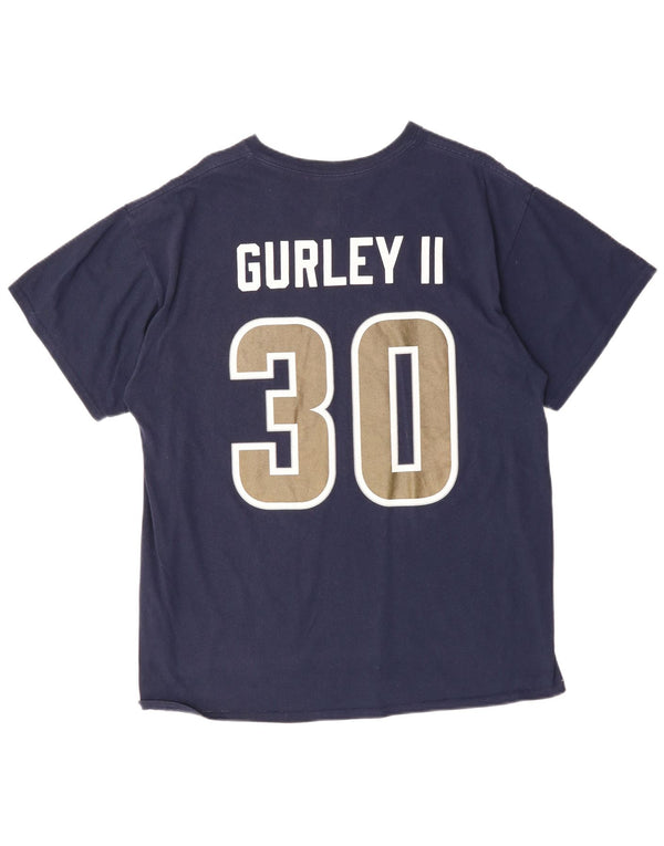 MAJESTIC Mens Todd Gurley II Graphic T-Shirt Top XL Navy Blue Cotton