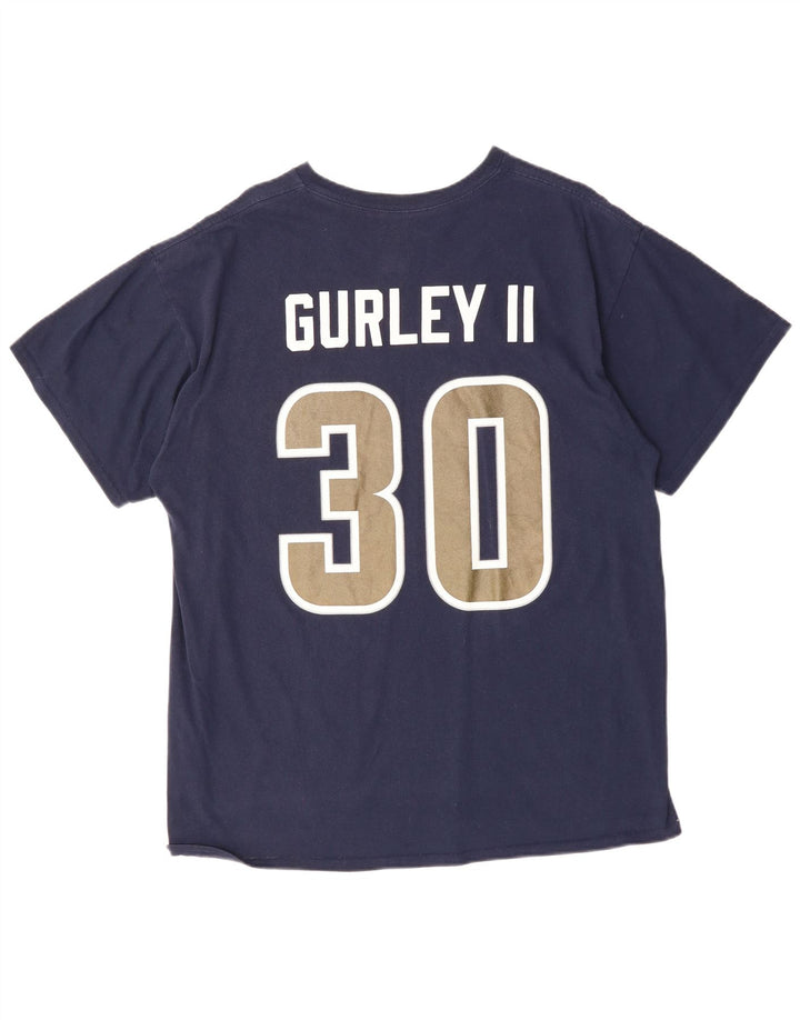 MAJESTIC Mens Todd Gurley II Graphic T-Shirt Top XL Navy Blue Cotton