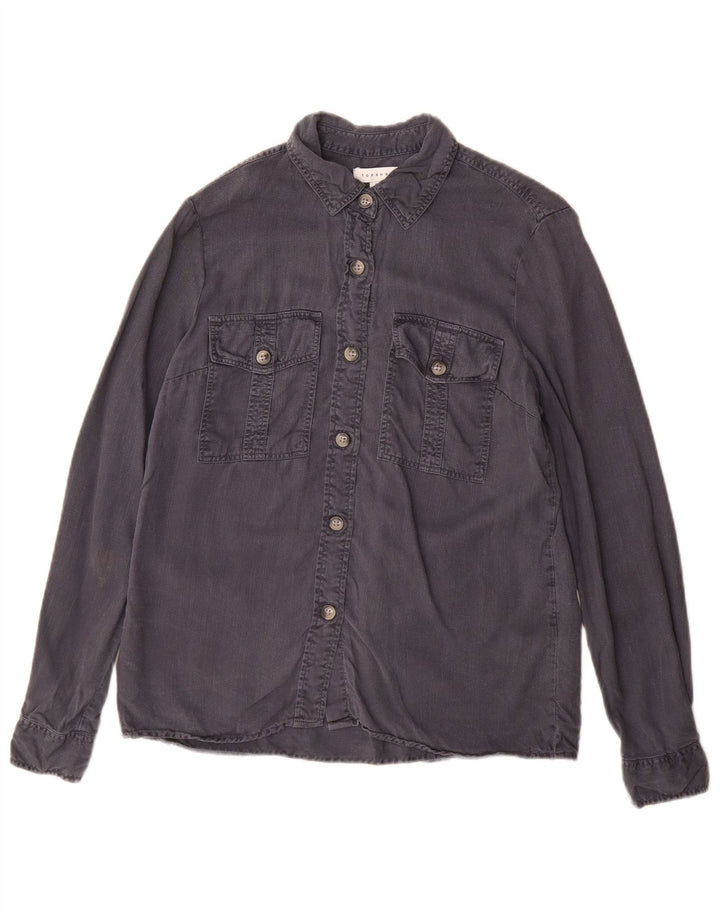 Topshop Womens Shirt UK 8 Small Grey Tencel