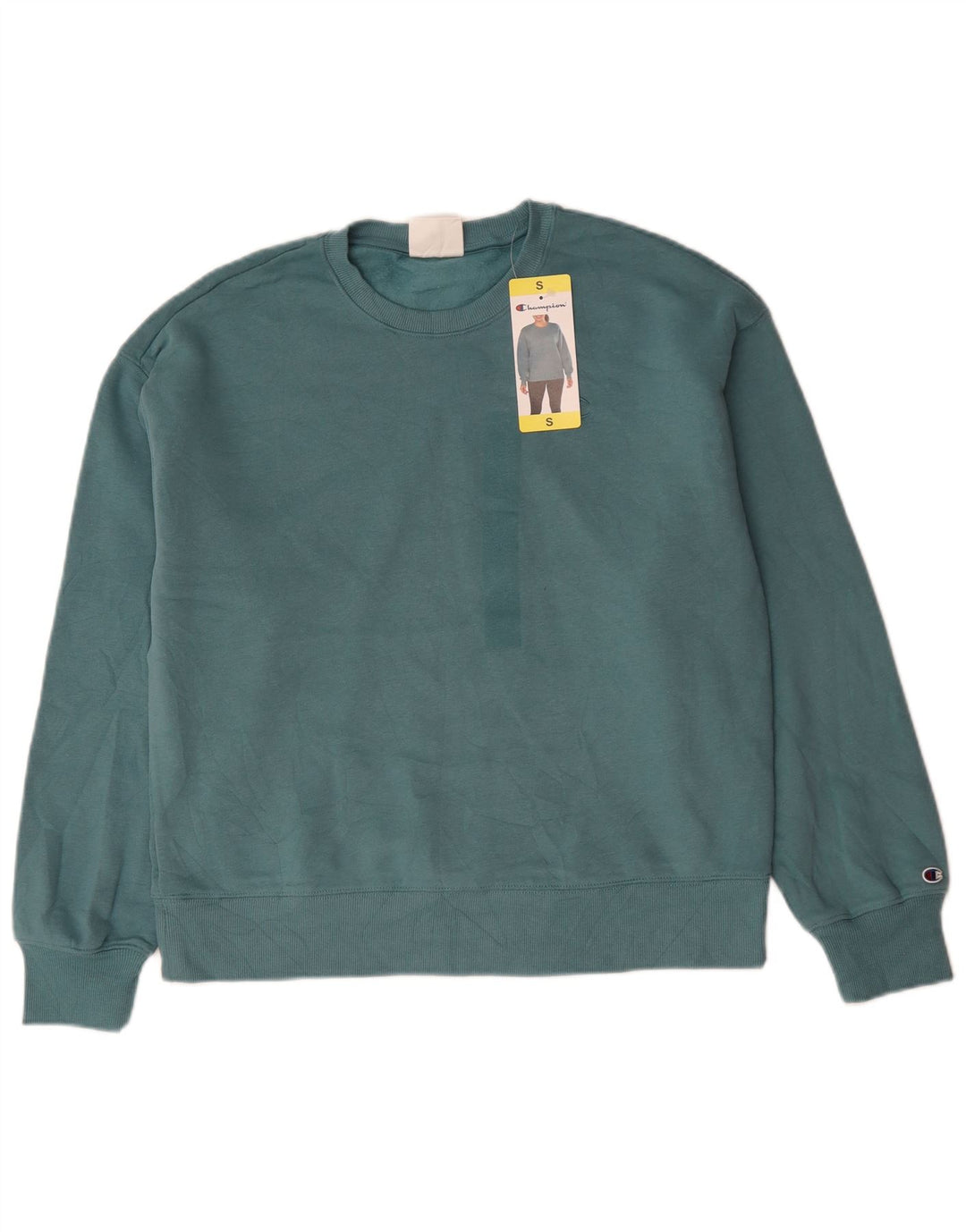 CHAMPION Womens Oversized Sweatshirt Jumper UK 10 Small Green Polyester