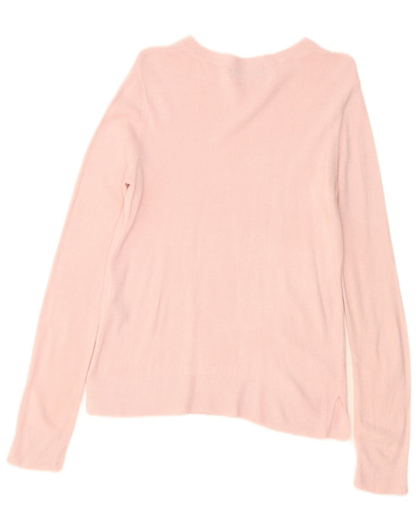 Marks & Spencer Womens Boat Neck Jumper Sweater UK 10 Small Pink Acrylic