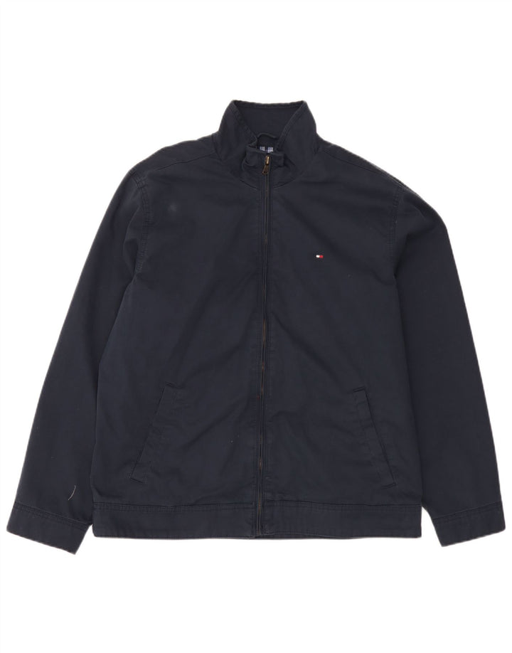 Tommy Hilfiger Mens Bomber Jacket UK 38 Medium Navy Blue Cotton