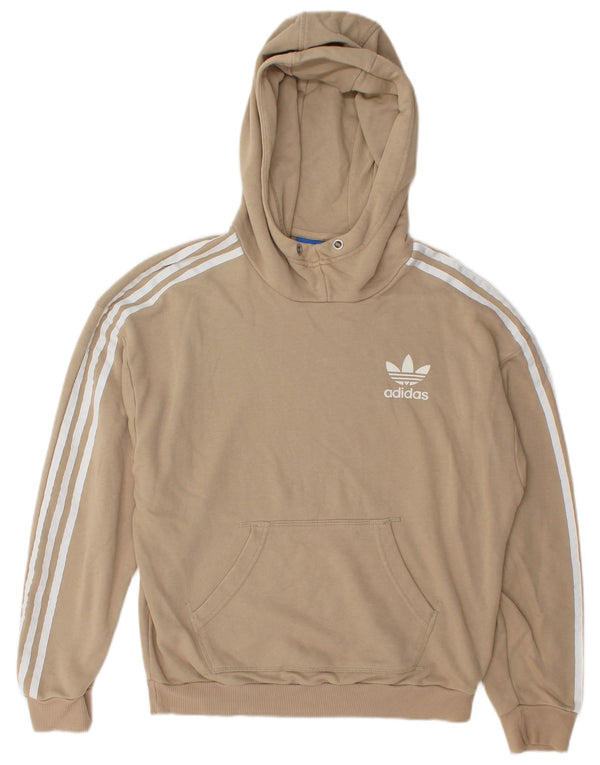 Adidas Womens Hoodie Jumper UK 12 Medium Beige Cotton