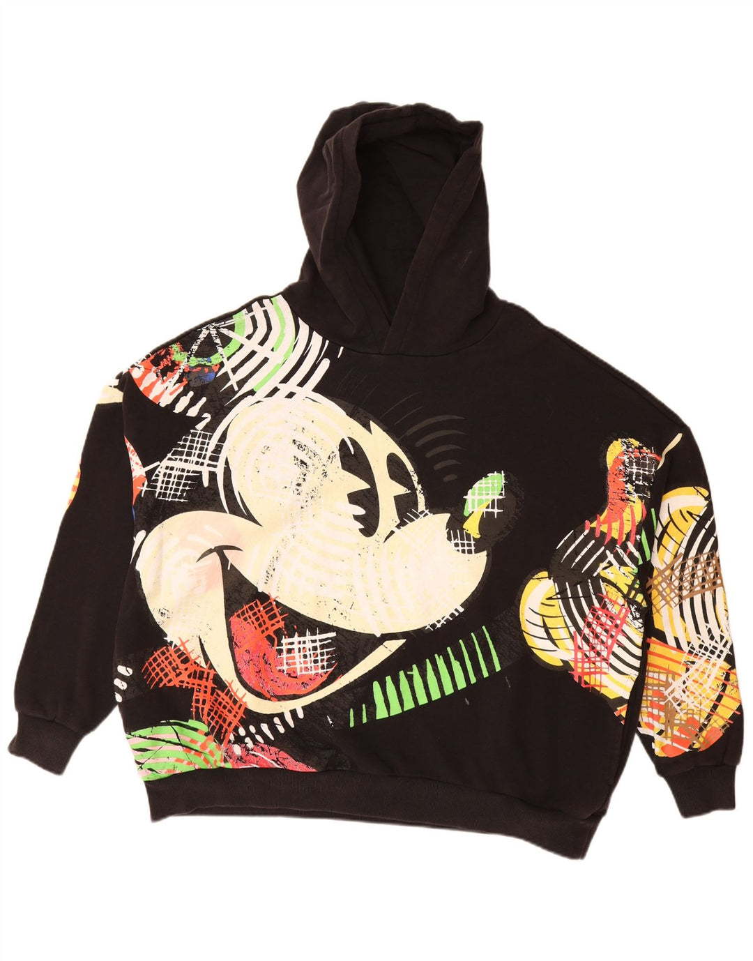 DESIGUAL Womens Mickey Mouse Graphic Hoodie Jumper UK 14 Medium Black