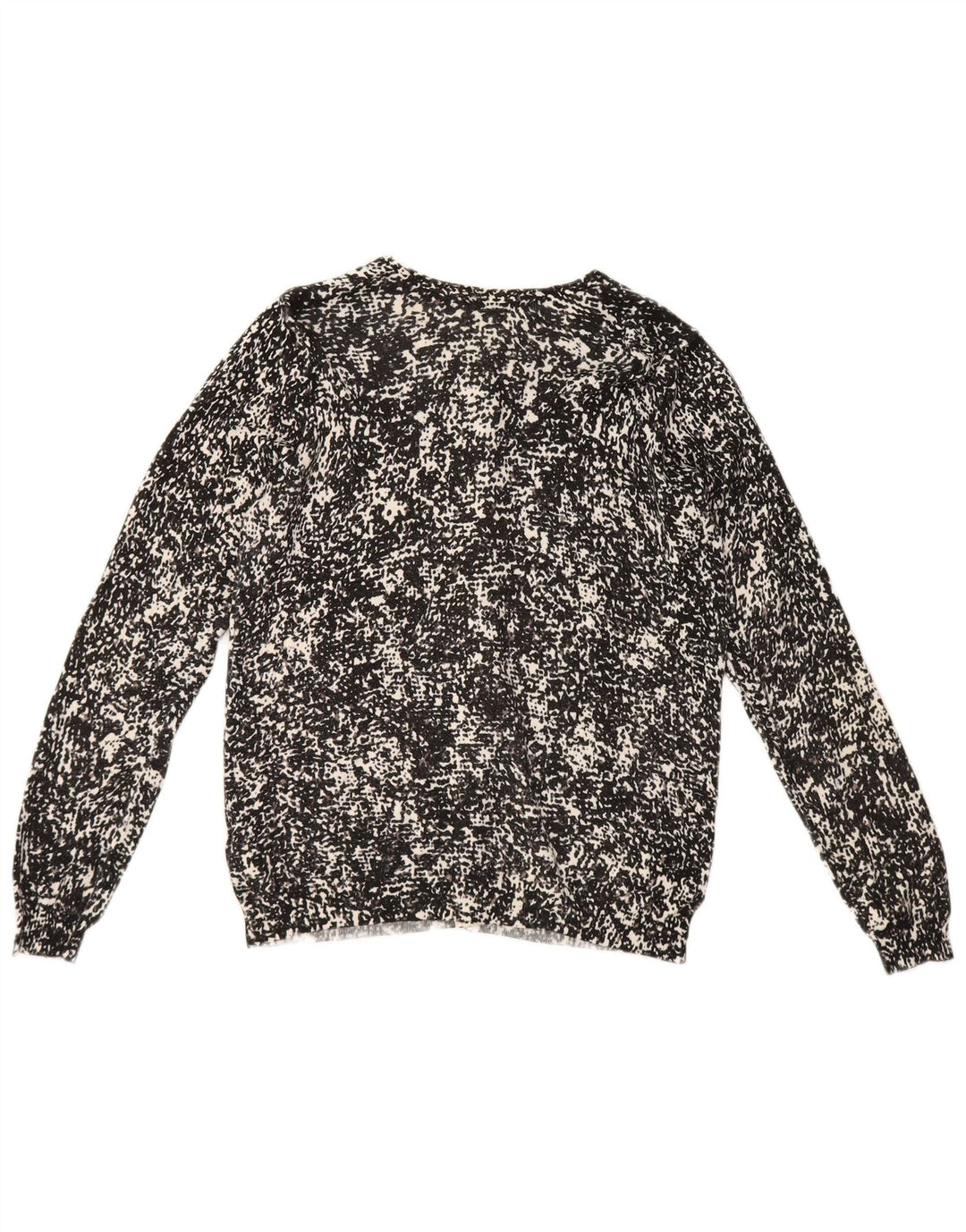 Marks & Spencer Womens Abstract Pattern Cardigan Sweater UK 16 Large Black
