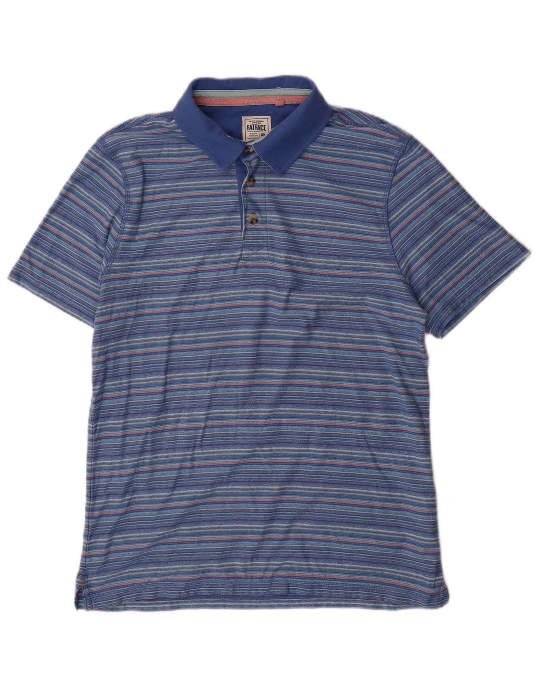 Fat Face Mens Polo Shirt Large Blue Striped Cotton