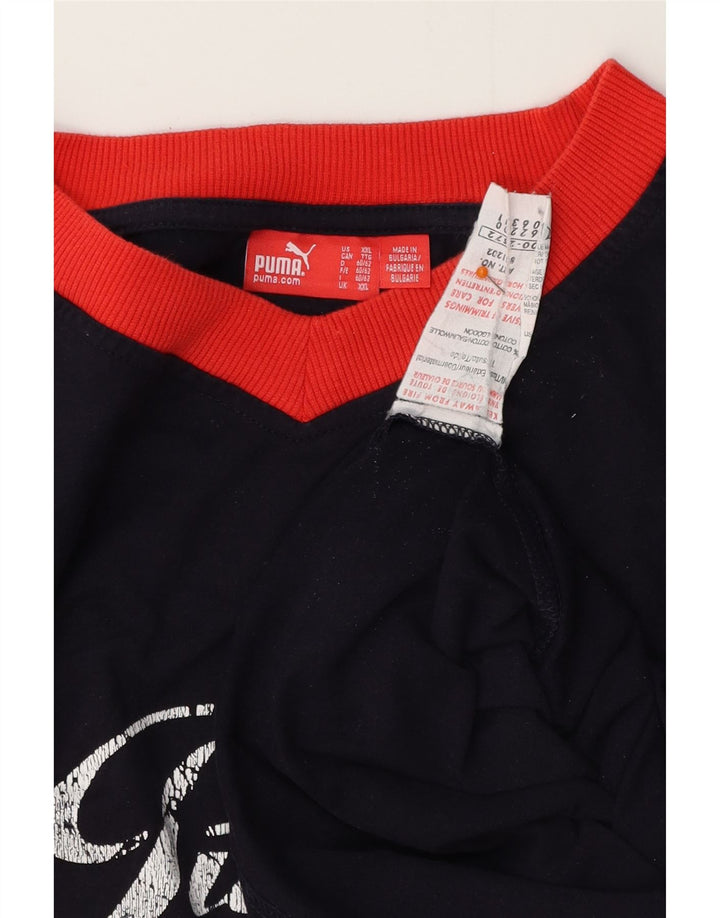 PUMA Mens Graphic T-Shirt Top 2XL Navy Blue Cotton