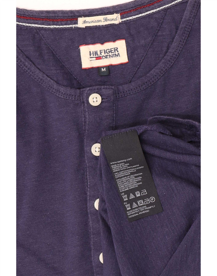 Tommy Hilfiger Mens Henley Top Long Sleeve Medium Navy Blue Cotton