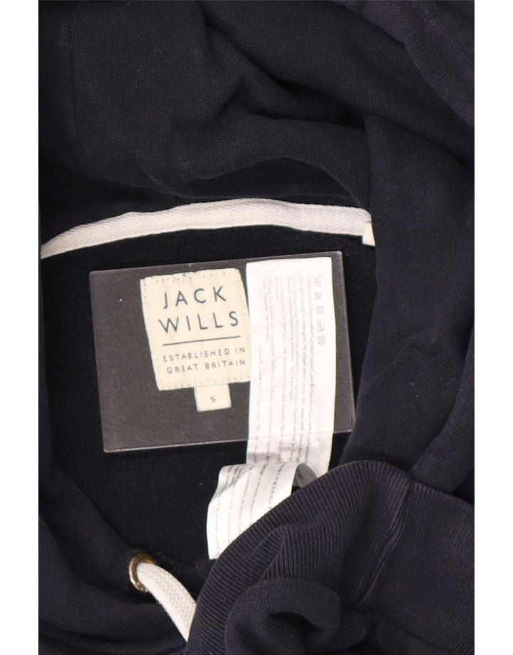 JACK WILLS Mens Hoodie Jumper Small Navy Blue Cotton