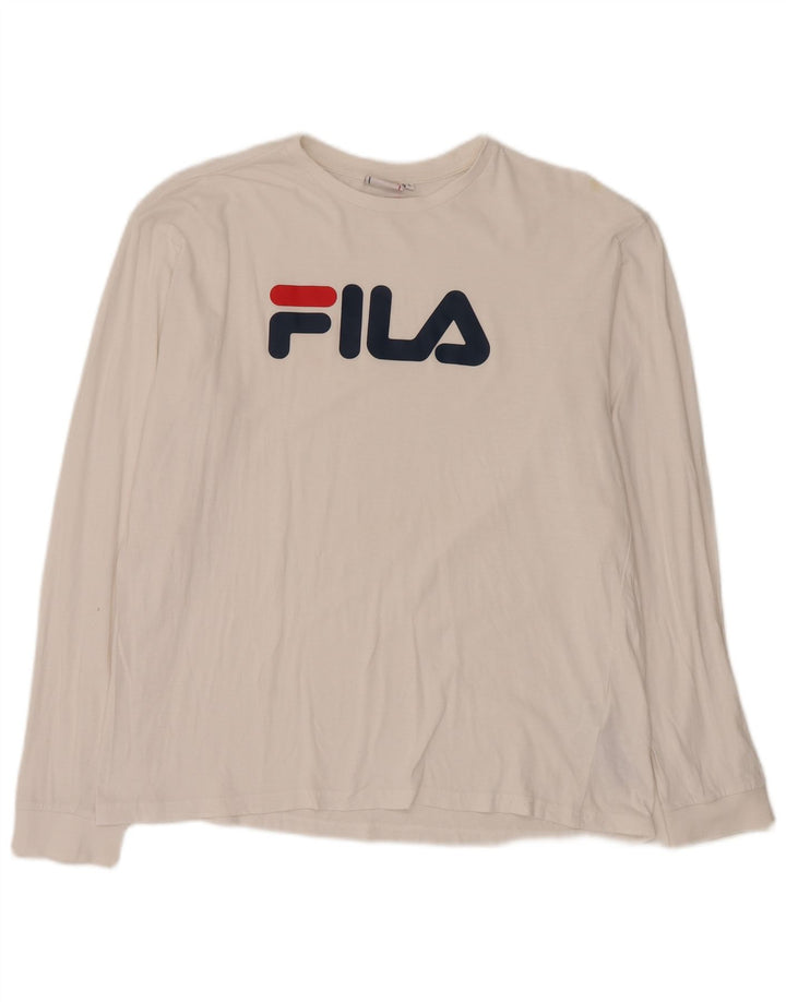 Fila Mens Graphic Top Long Sleeve Large White Cotton