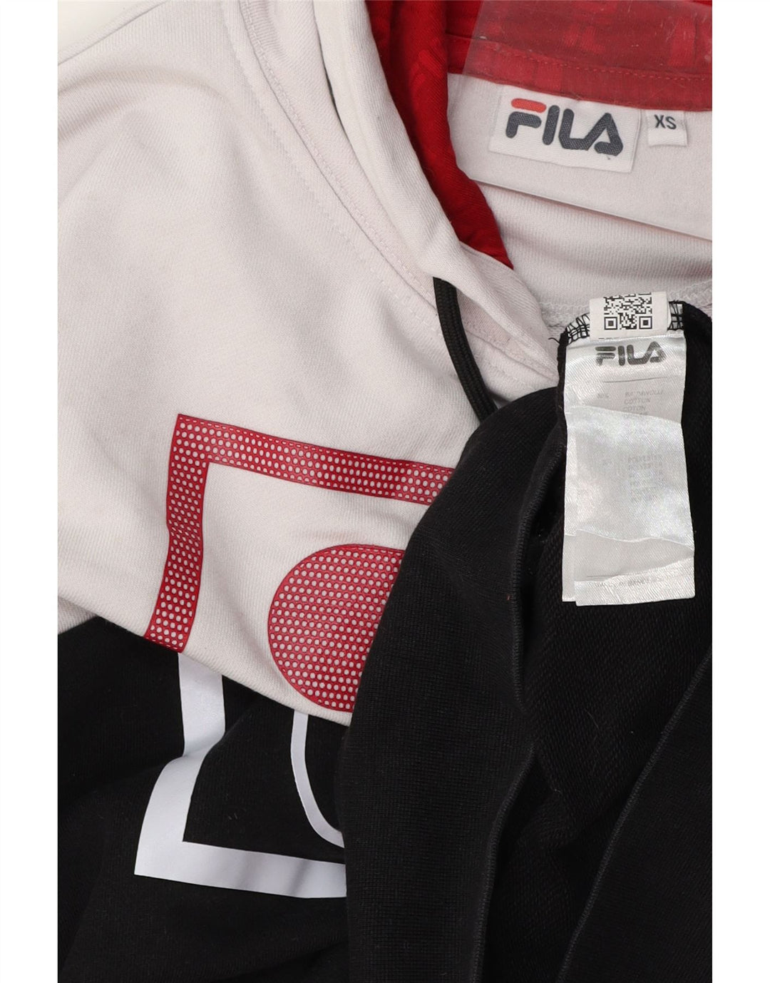 FILA Mens Graphic Hoodie Jumper XS Black Colourblock Cotton