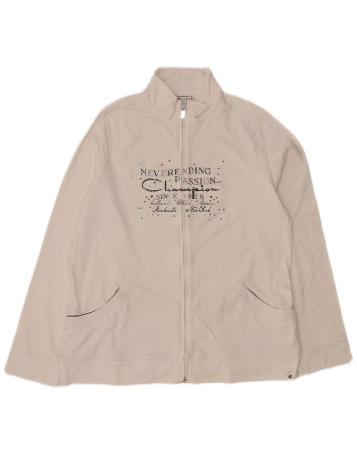 CHAMPION Womens Easy Fit Graphic Tracksuit Top Jacket UK 16 Large White