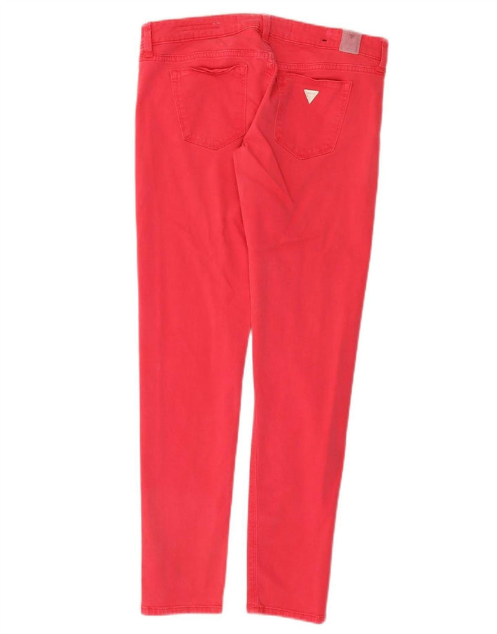 GUESS Womens Slim Casual Trousers W29 L28 Pink Cotton