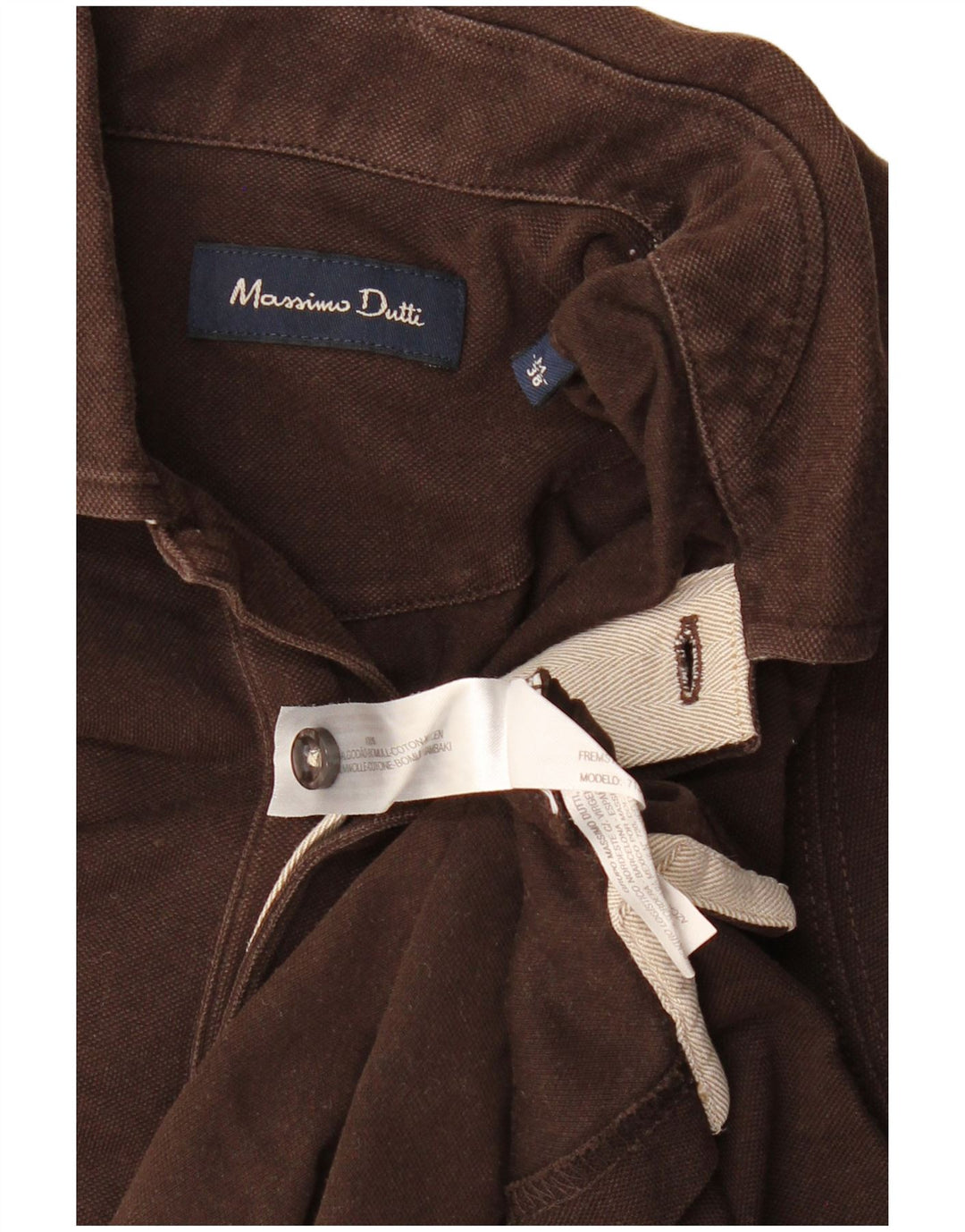 MASSIMO DUTTI Mens Polo Shirt Medium Brown Cotton