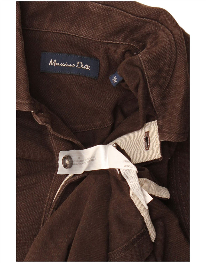MASSIMO DUTTI Mens Polo Shirt Medium Brown Cotton