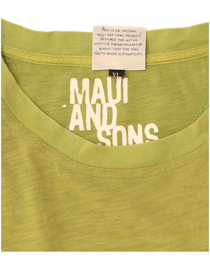 MAUI AND SONS Womens T-Shirt Top UK 18 XL Green Flecked Cotton
