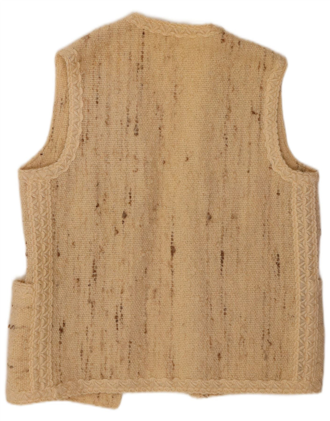 VINTAGE Womens Sleeveless Open Cardigan Sweater UK 16 Large Beige Flecked