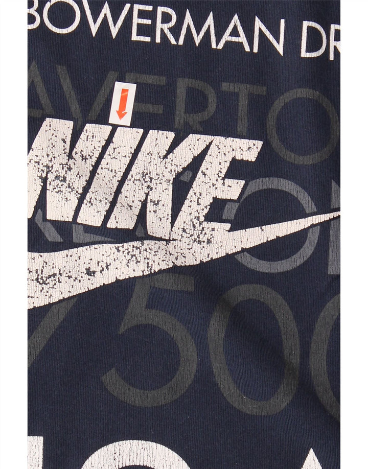 NIKE Mens Graphic T-Shirt Top Large Navy Blue Colourblock Cotton