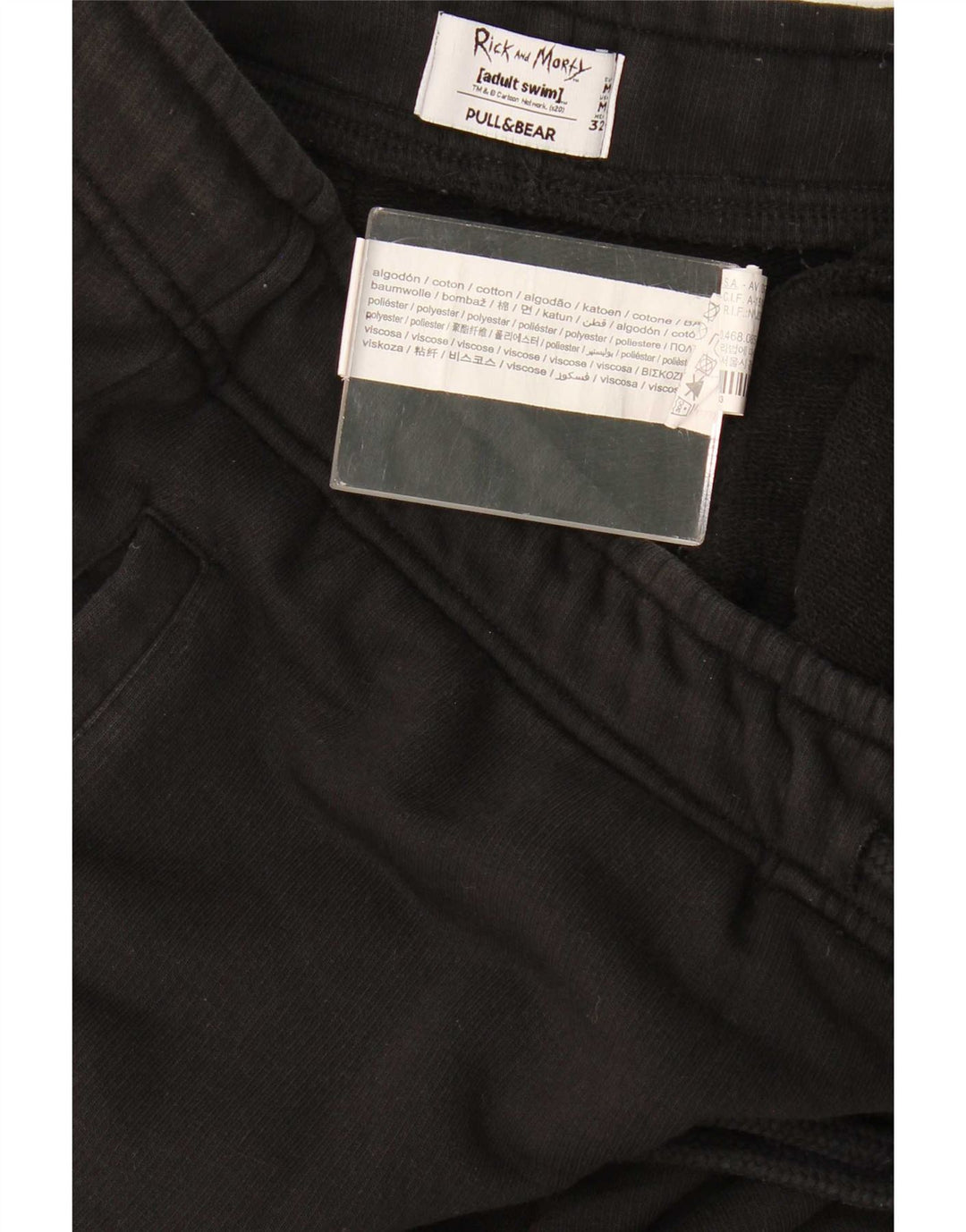 Pull & Bear Mens Rick and Morty Tracksuit Trousers Joggers Medium Black