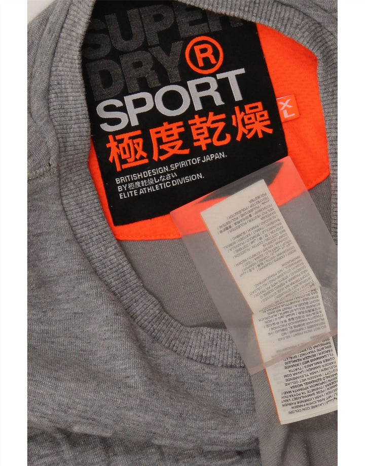 SUPERDRY Mens Graphic Sweatshirt Jumper XL Grey Flecked Cotton