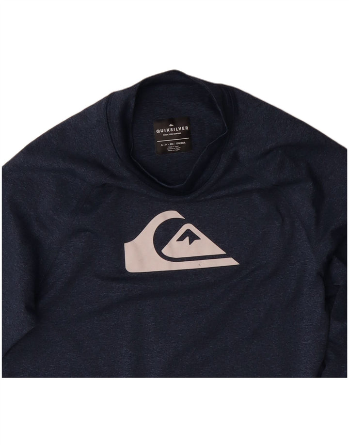 QUIKSILVER Womens Graphic Top Long Sleeve UK 10 Small Navy Blue Polyester