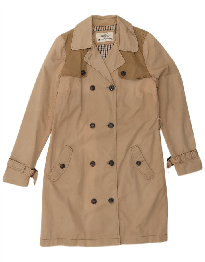 ZARA Womens Double Breasted Trench Coat UK 14 Medium Beige Colourblock