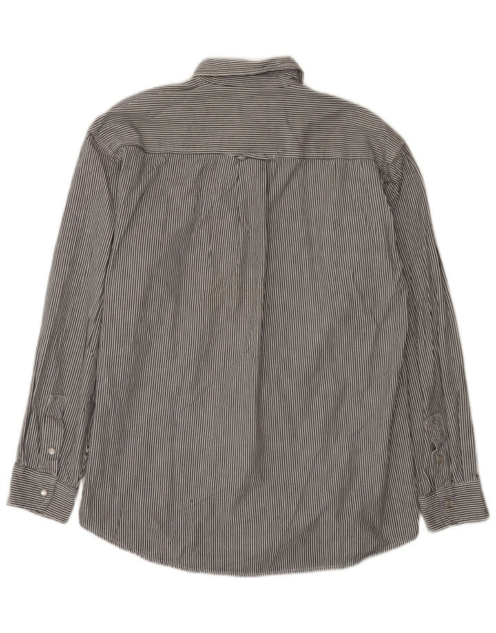 Wrangler Mens Shirt Medium Grey Pinstripe Cotton