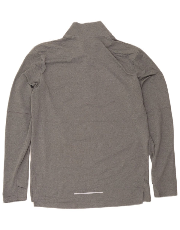 Nike Mens Dri Fit Zip Neck Top Long Sleeve Medium Grey Polyester