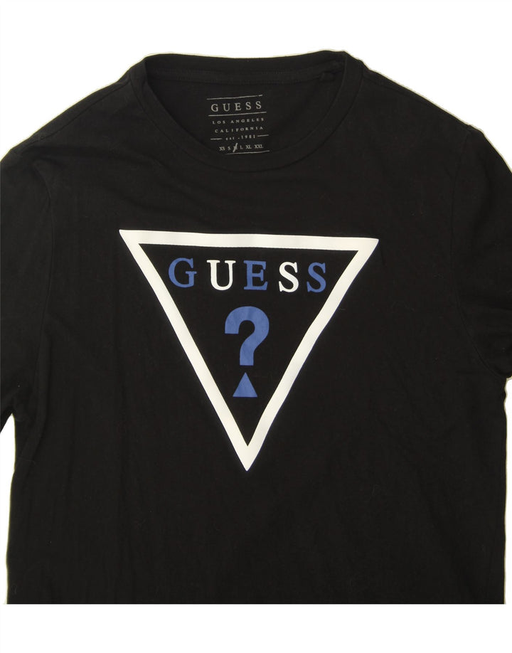 GUESS Womens Graphic Top Long Sleeve UK 12 Medium Black Cotton Vintage Guess and Second-Hand Guess from Messina Hembry 