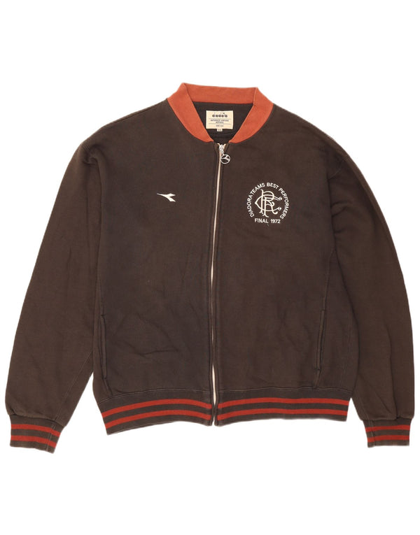 Diadora Mens Rangers Graphic Tracksuit Top Jacket 2XL Brown Striped Cotton