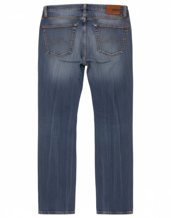 Mustang Mens Tramper Slim Fit Mid Rise Straight Jeans W34 L32 Blue Cotton