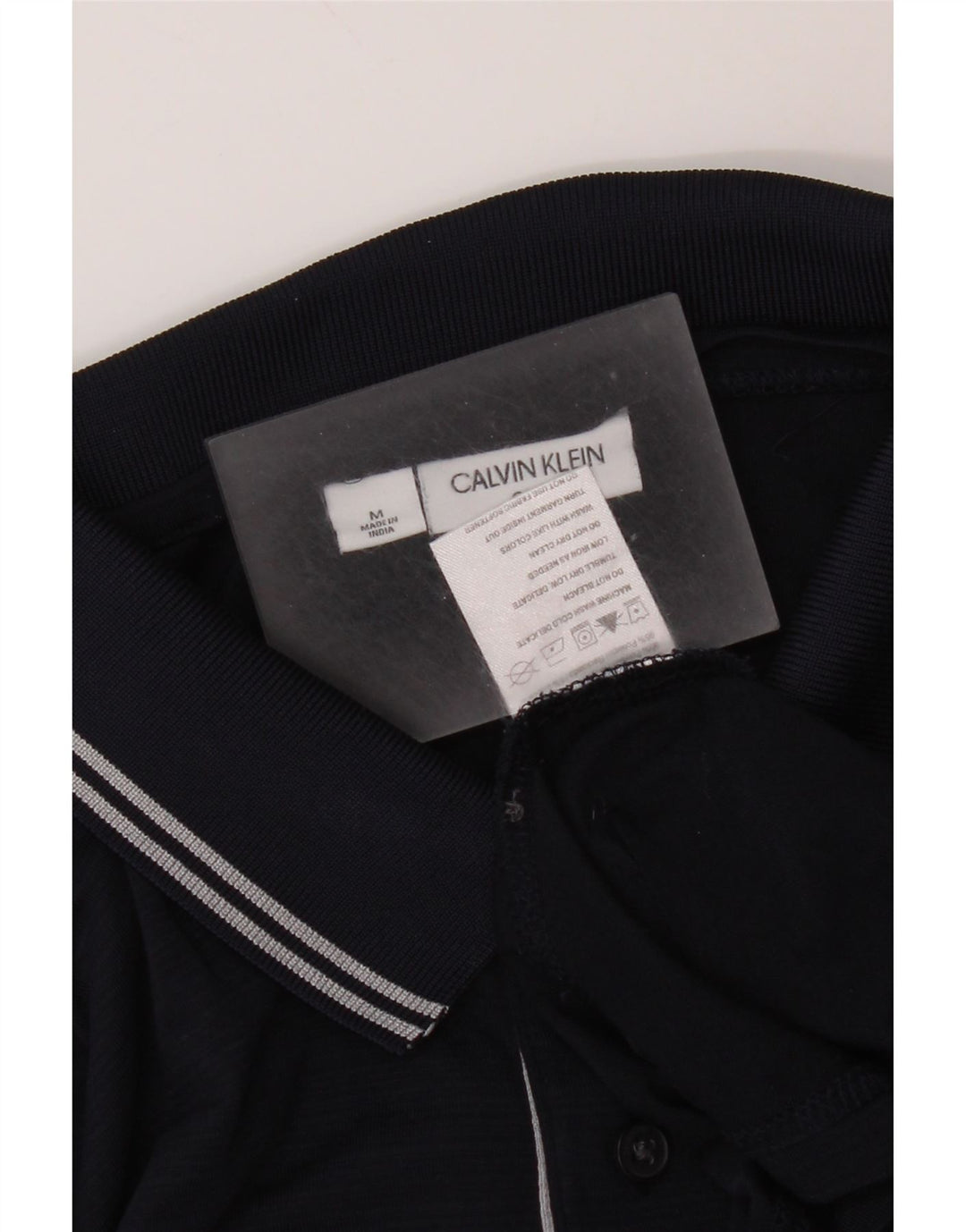 Calvin Klein Mens Polo Shirt Medium Navy Blue Polyester