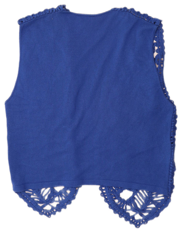 Fiorella Womens Sleeveless Crochet Cardigan Top IT 46 Large Blue