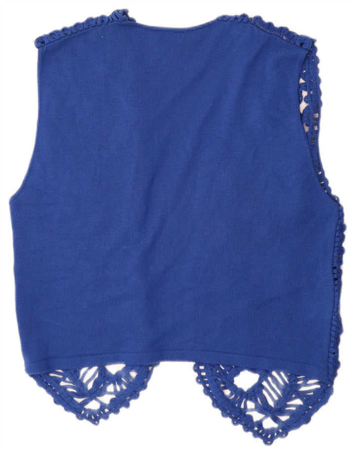 Fiorella Womens Sleeveless Crochet Cardigan Top IT 46 Large Blue