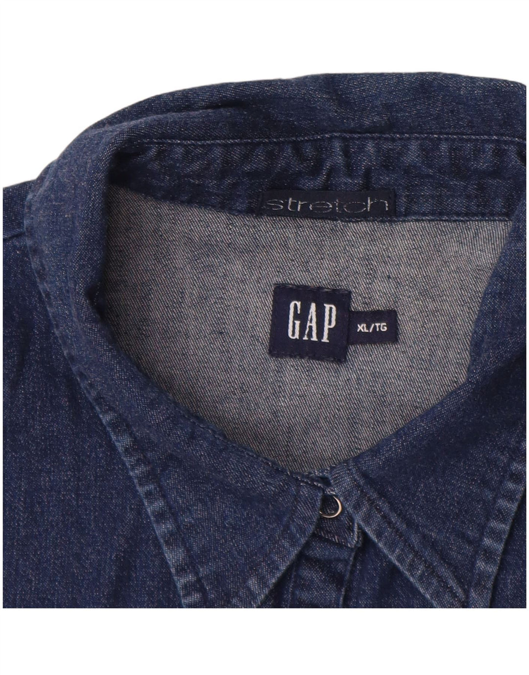 GAP Womens Stretch 3/4 Sleeve Denim Shirt UK 18 XL Navy Blue Cotton