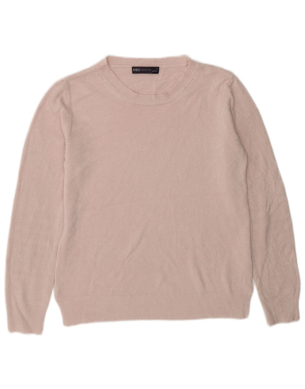 Marks & Spencer Womens Boat Neck Jumper Sweater UK 10 Small Pink