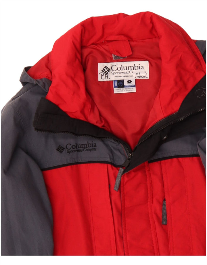 COLUMBIA Mens Interchange Windbreaker Jacket UK 36 Small Red Colourblock